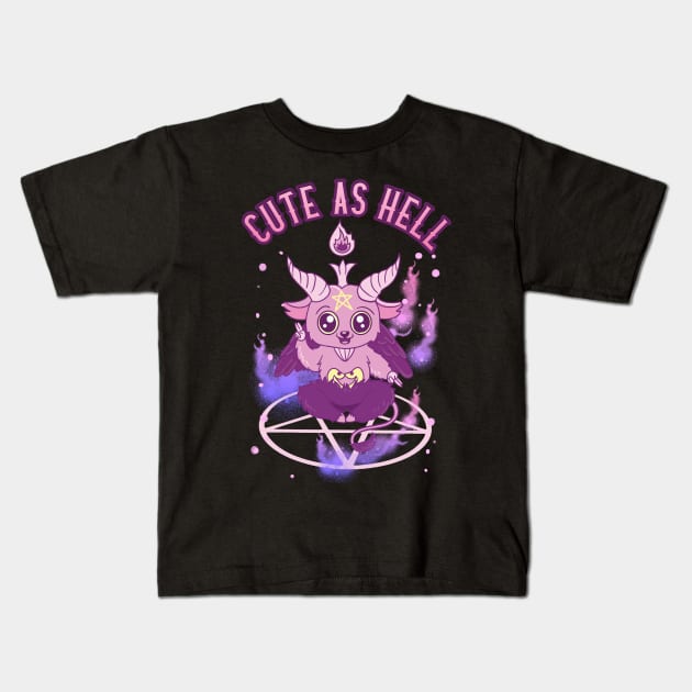 Cute As Hell Anime Kawaii Baphomet Pastel Goth Pun Kids T-Shirt by theperfectpresents